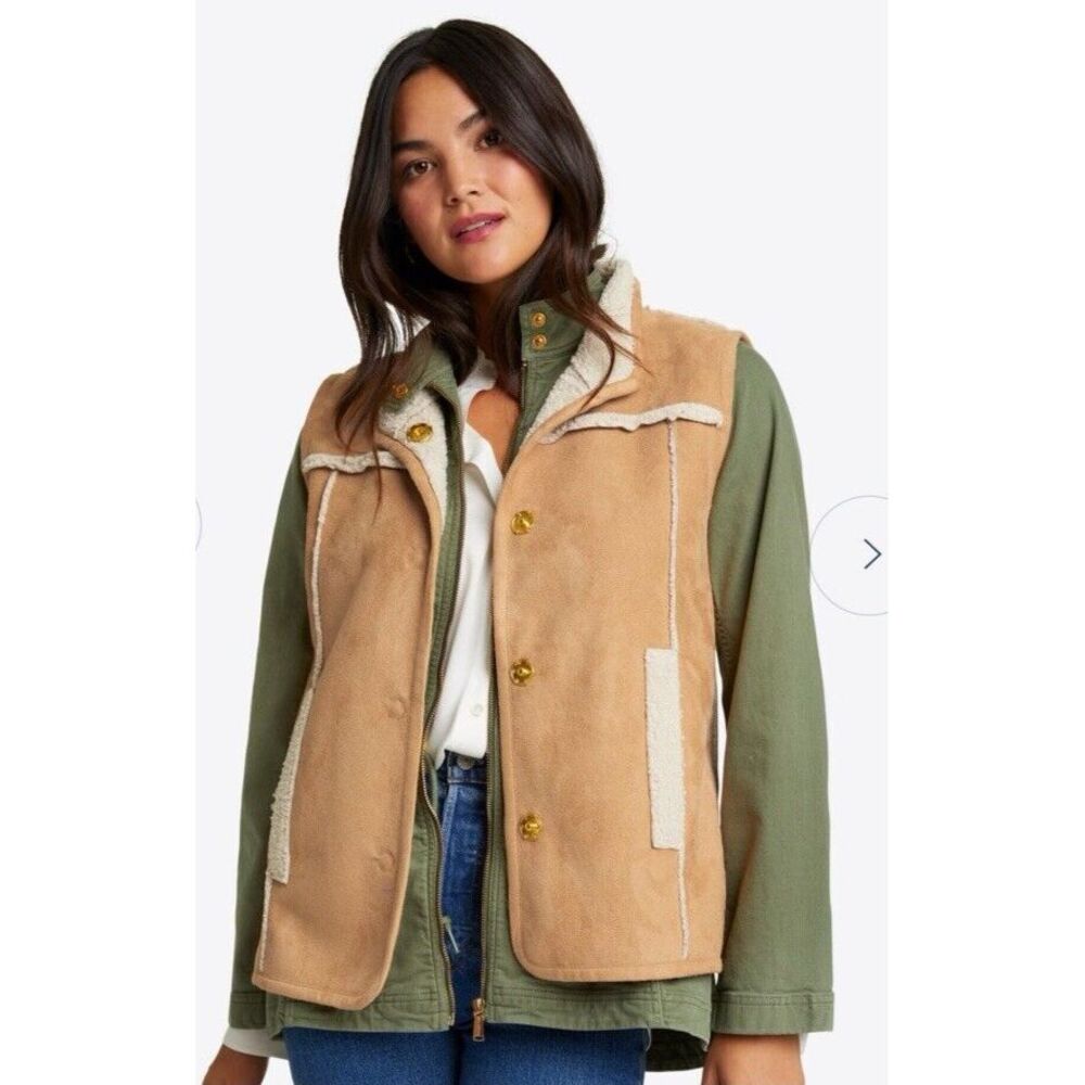 Draper James Vest Womens XXL Faux Sherpa Reversible Western Coastal Cowgirl